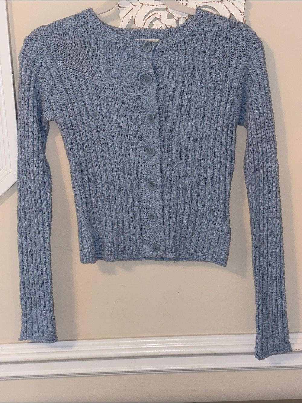 Universal Thread Light Blue Ribbed Button-Front Cardigan